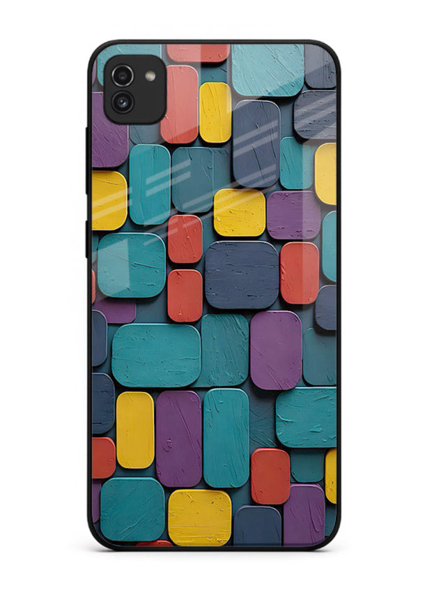 Color Clay Squares earthy square pattern Samsung A03 glass back cover