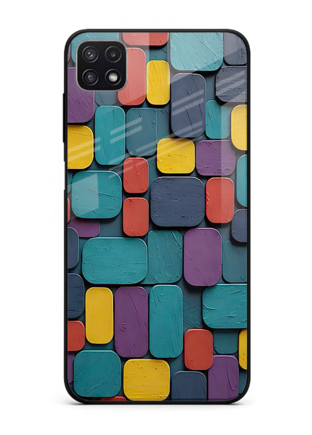 Color Clay Squares earthy square pattern Samsung A22 5G glass back cover