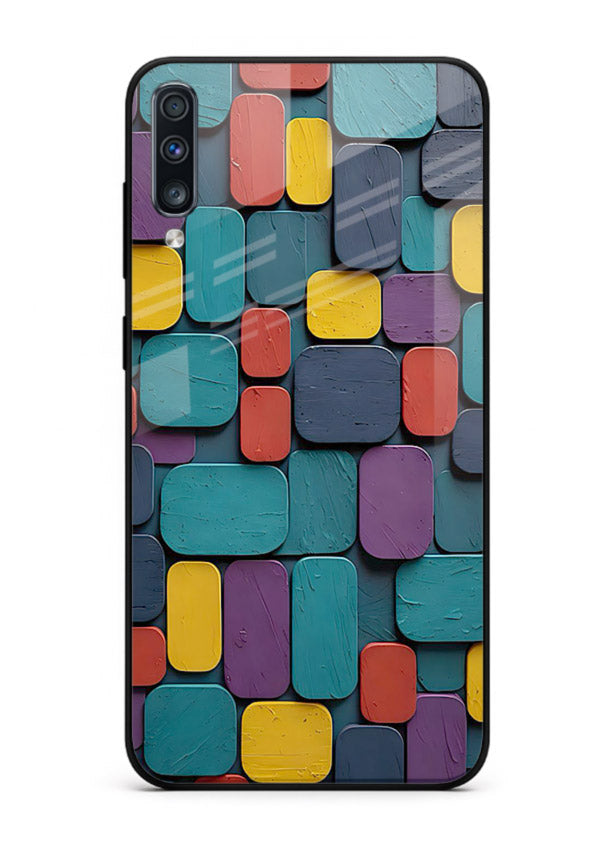 Color Clay Squares earthy square pattern Samsung A70 glass back cover