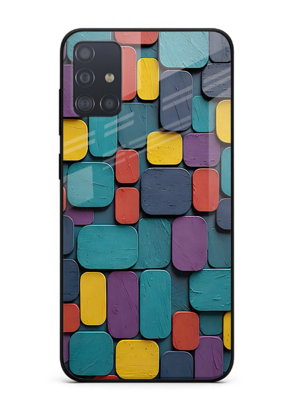 Color Clay Squares earthy square pattern Samsung A71 glass back cover