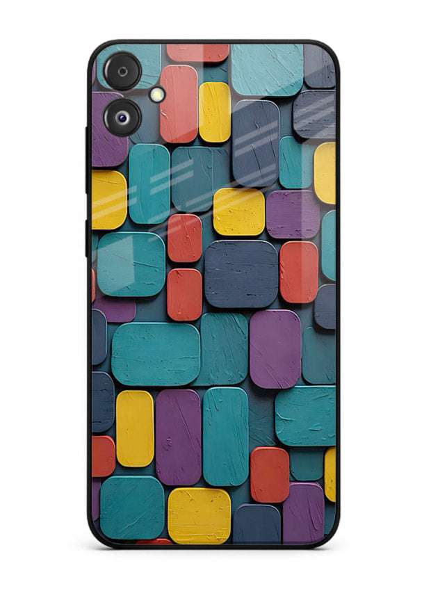 Color Clay Squares earthy square pattern Samsung A04e glass back cover