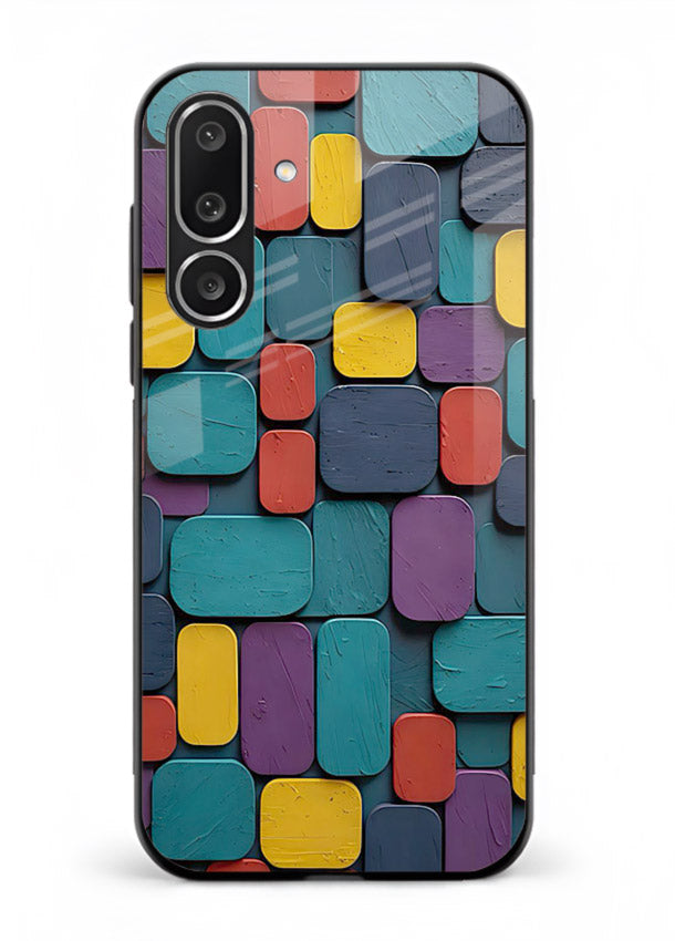 Color Clay Squares earthy square pattern Samsung M36 5G glass back cover