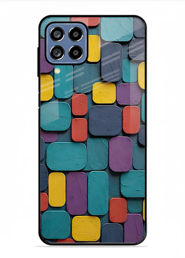 Color Clay Squares earthy square pattern Samsung F62 glass back cover