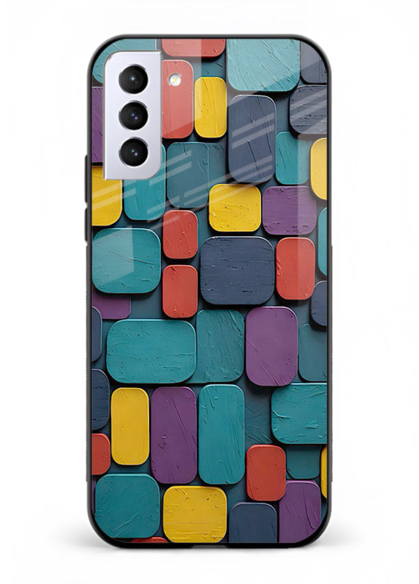 Color Clay Squares earthy square pattern Samsung S21 FE glass back cover