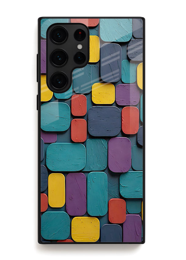 Color Clay Squares earthy square pattern Samsung S24 Ultra glass back cover