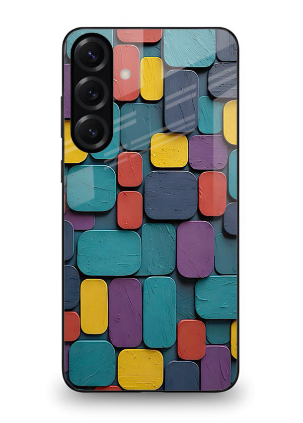 Color Clay Squares earthy square pattern Samsung A55 5G glass back cover