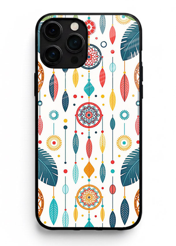 Color Feather Boho pastel feather pattern iphone 14 pro glass back cover