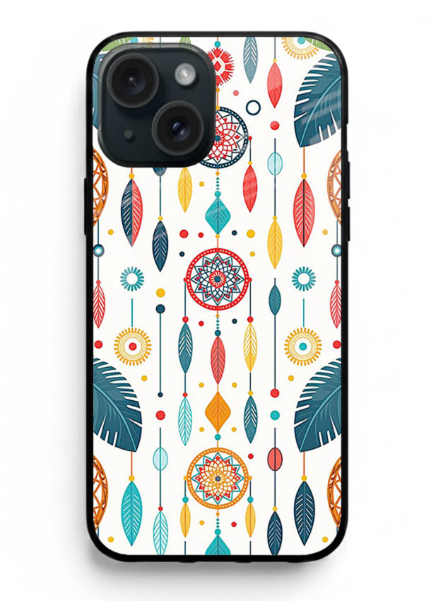 Color Feather Boho pastel feather pattern iphone 14 glass back cover