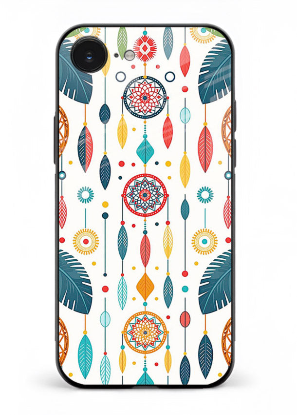 Color Feather Boho pastel feather pattern iphone 16e glass back cover
