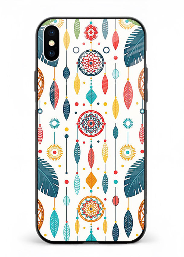 Color Feather Boho pastel feather pattern iphone xs max glass back cover