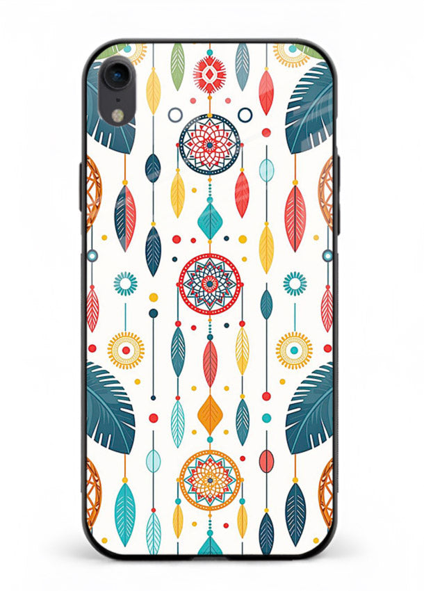 Color Feather Boho pastel feather pattern iphone xr glass back cover