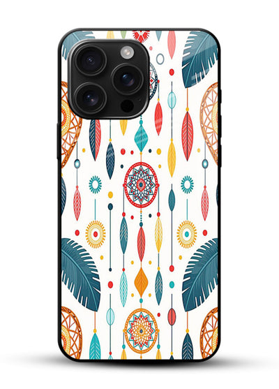 Color Feather Boho pastel feather pattern glossy vibrant premium glass back cover - Angle Front