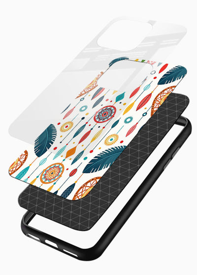 Color Feather Boho pastel feather pattern glossy vibrant premium glass back cover - Angle Layers