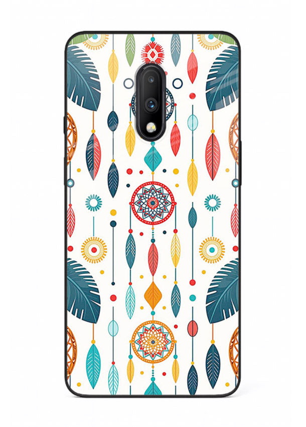 Color Feather Boho pastel feather pattern OnePlus 7 glass back cover