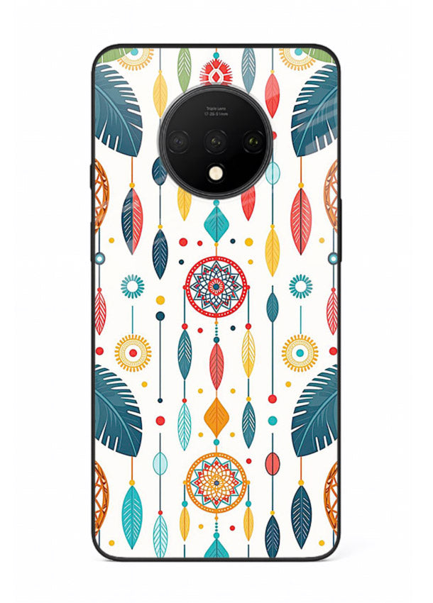 Color Feather Boho pastel feather pattern OnePlus 7T glass back cover