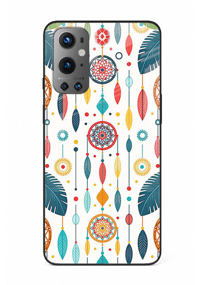 Color Feather Boho pastel feather pattern OnePlus 9 glass back cover