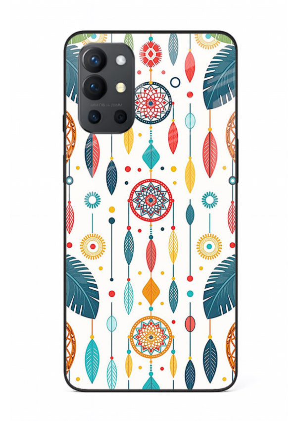 Color Feather Boho pastel feather pattern OnePlus 9R glass back cover