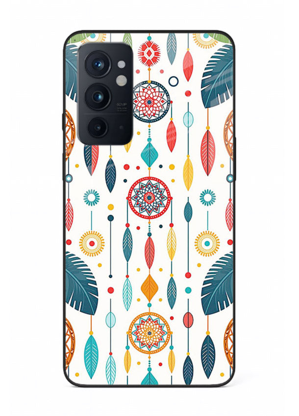 Color Feather Boho pastel feather pattern OnePlus 9RT glass back cover