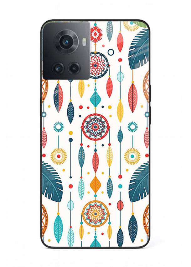 Color Feather Boho pastel feather pattern OnePlus 10R glass back cover