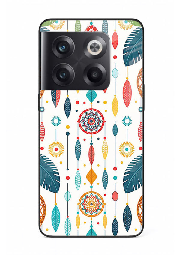 Color Feather Boho pastel feather pattern OnePlus 10T glass back cover