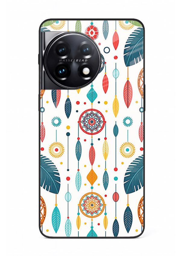 Color Feather Boho pastel feather pattern OnePlus 11 glass back cover