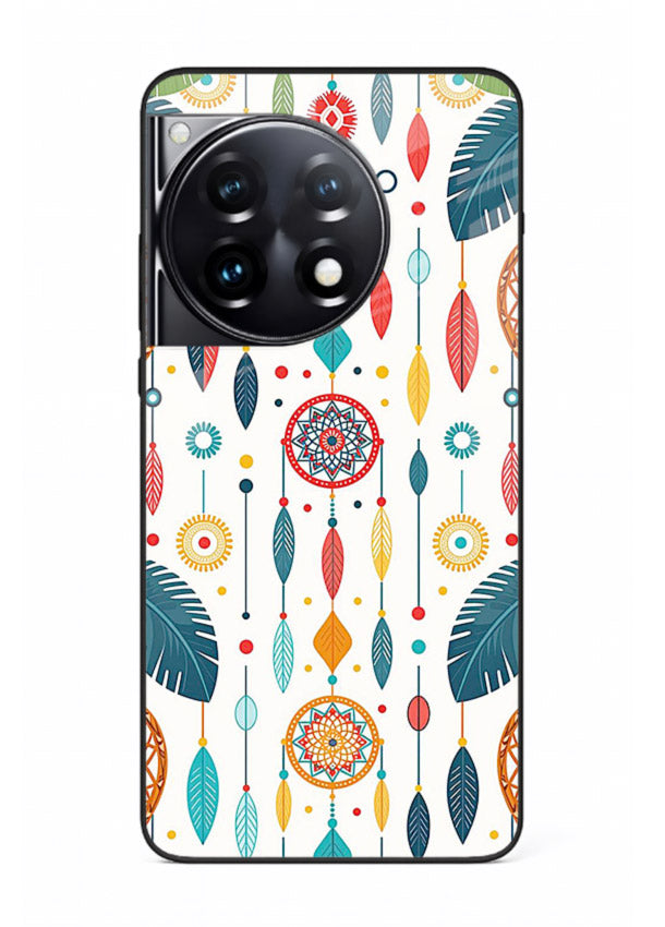 Color Feather Boho pastel feather pattern OnePlus 12R glass back cover