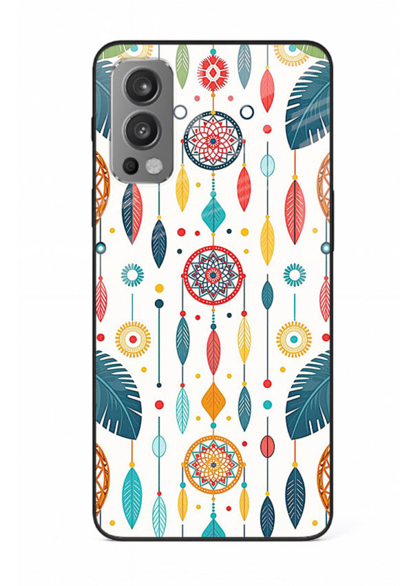 Color Feather Boho pastel feather pattern OnePlus Nord 2 glass back cover