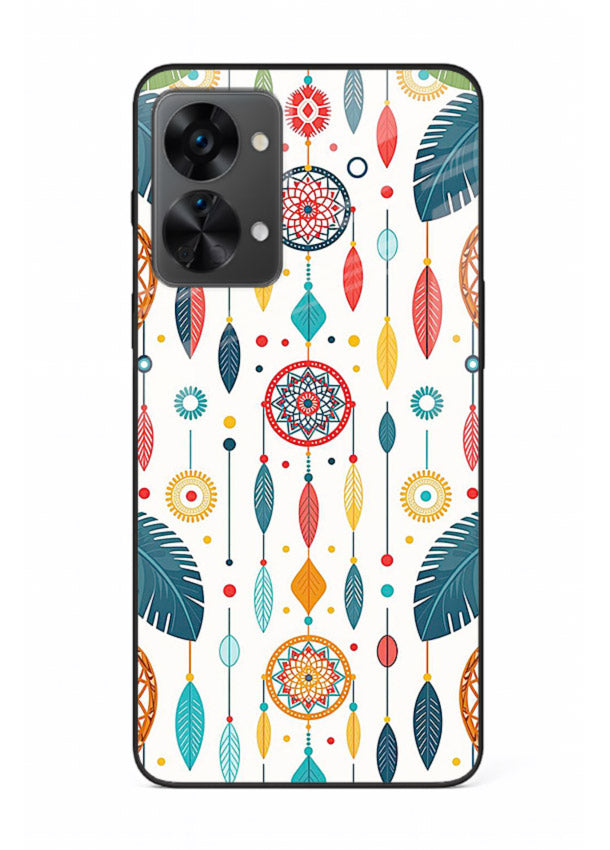 Color Feather Boho pastel feather pattern OnePlus Nord 2T glass back cover