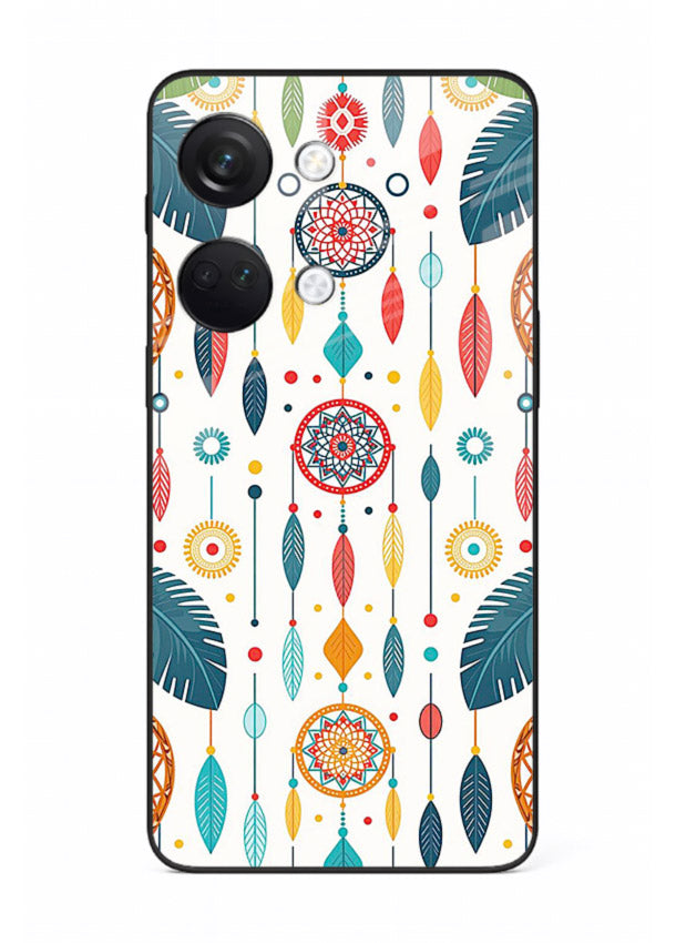 Color Feather Boho pastel feather pattern OnePlus Nord 3 glass back cover