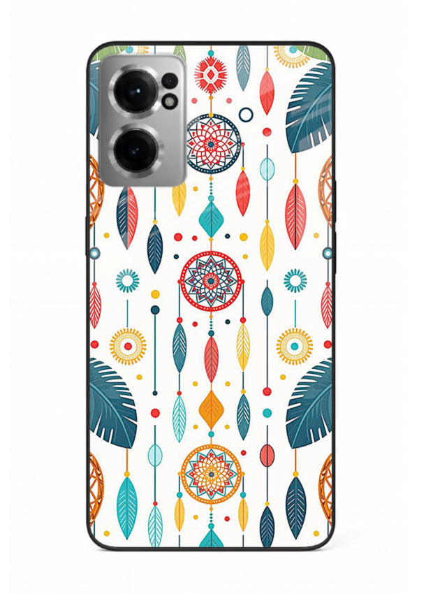 Color Feather Boho pastel feather pattern OnePlus Nord CE2 5G glass back cover
