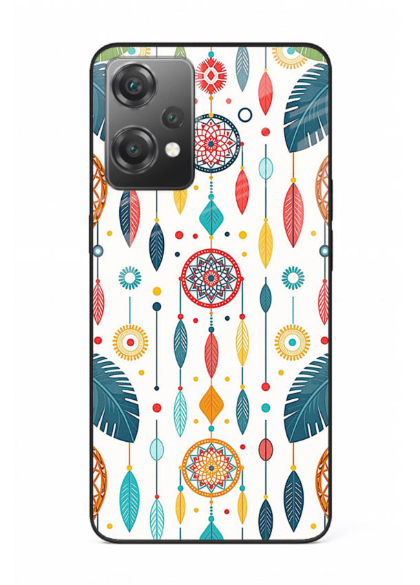 Color Feather Boho pastel feather pattern OnePlus Nord CE2 Lite 5G glass back cover