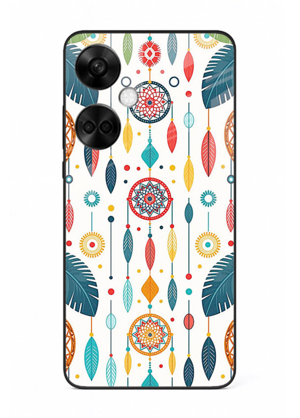Color Feather Boho pastel feather pattern OnePlus Nord CE3 glass back cover