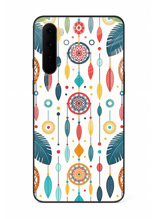 Color Feather Boho pastel feather pattern OnePlus Nord glass back cover