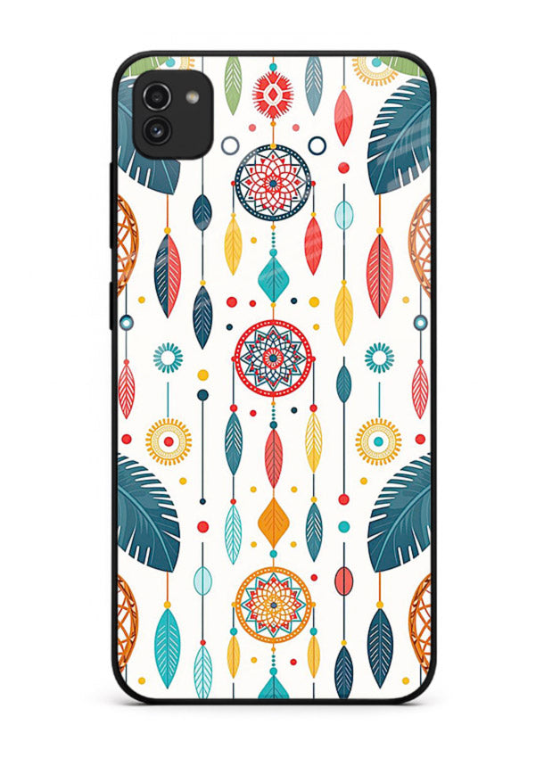 Color Feather Boho pastel feather pattern Samsung A03 glass back cover
