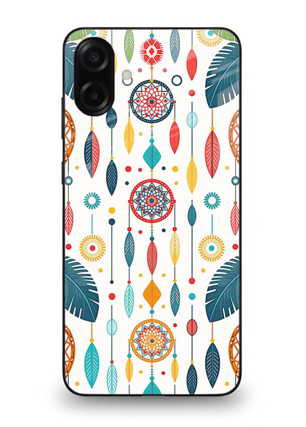 Color Feather Boho pastel feather pattern Samsung A06 5G glass back cover