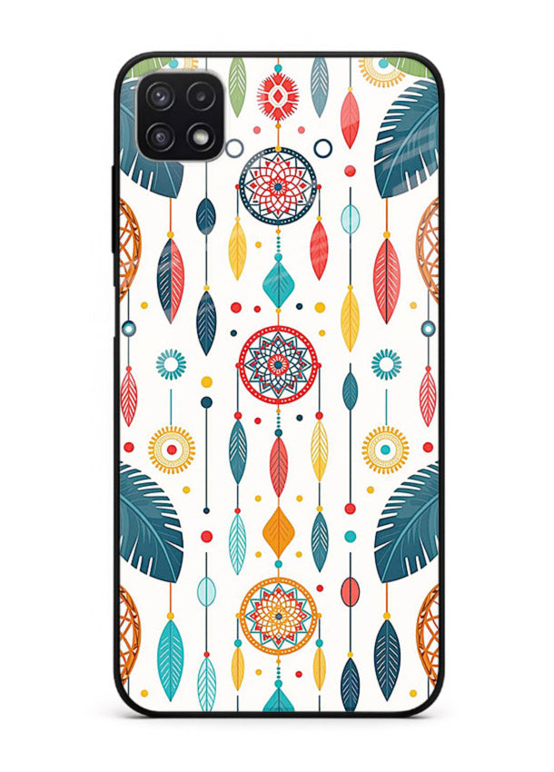 Color Feather Boho pastel feather pattern Samsung A22 5G glass back cover