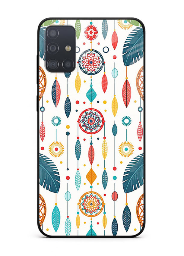 Color Feather Boho pastel feather pattern Samsung A51 glass back cover
