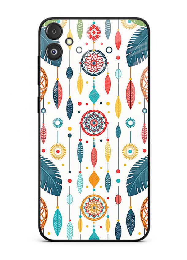 Color Feather Boho pastel feather pattern Samsung F04 5G glass back cover