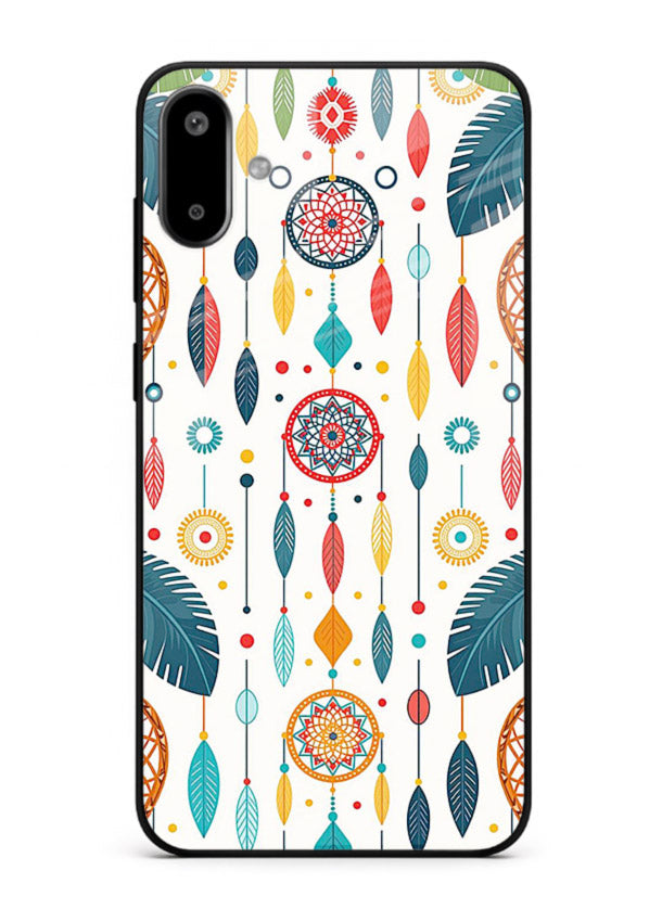 Color Feather Boho pastel feather pattern Samsung F06 5G glass back cover