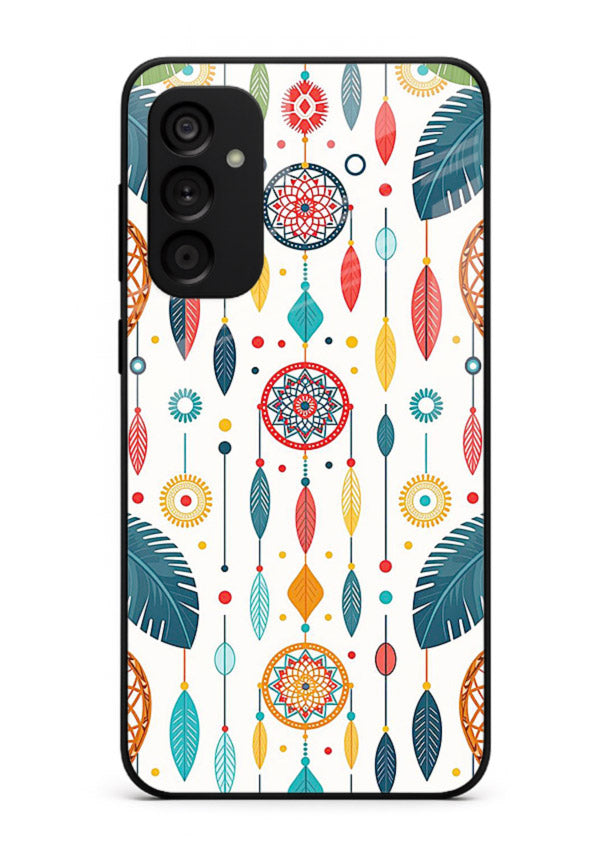 Color Feather Boho pastel feather pattern Samsung A14 5G glass back cover