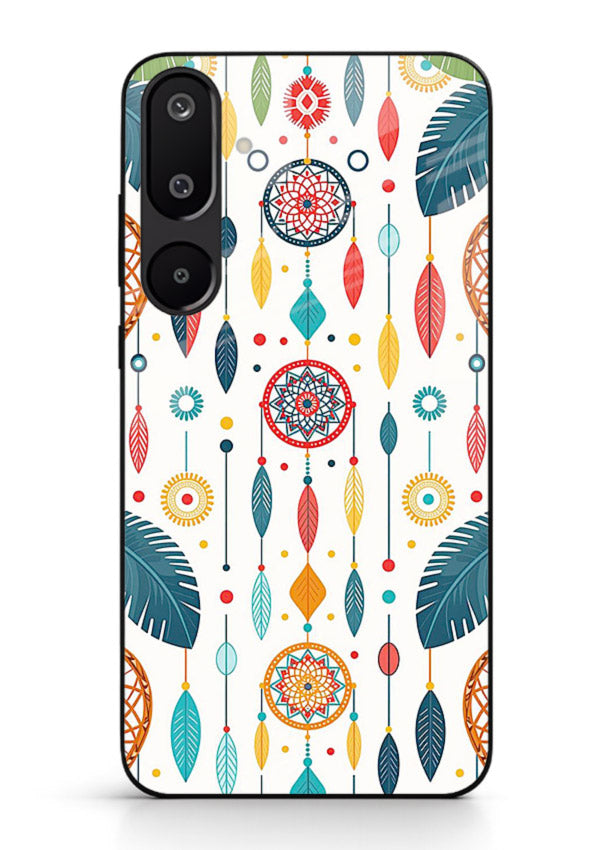 Color Feather Boho pastel feather pattern Samsung F16 5G glass back cover