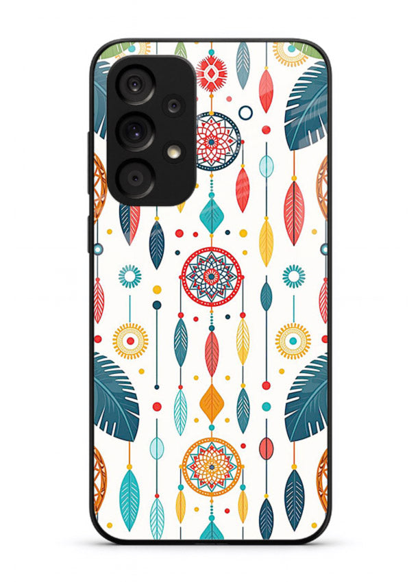 Color Feather Boho pastel feather pattern Samsung A53 5G glass back cover