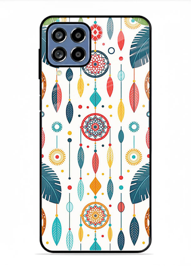 Color Feather Boho pastel feather pattern Samsung F62 glass back cover