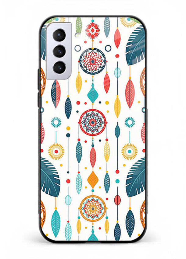 Color Feather Boho pastel feather pattern Samsung S22 glass back cover