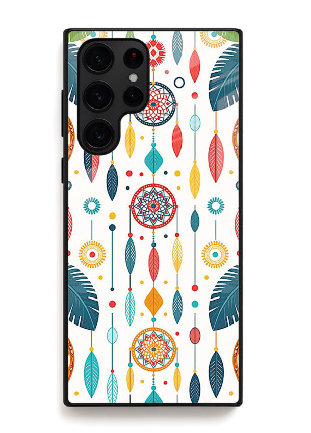 Color Feather Boho pastel feather pattern Samsung S25 Ultra glass back cover