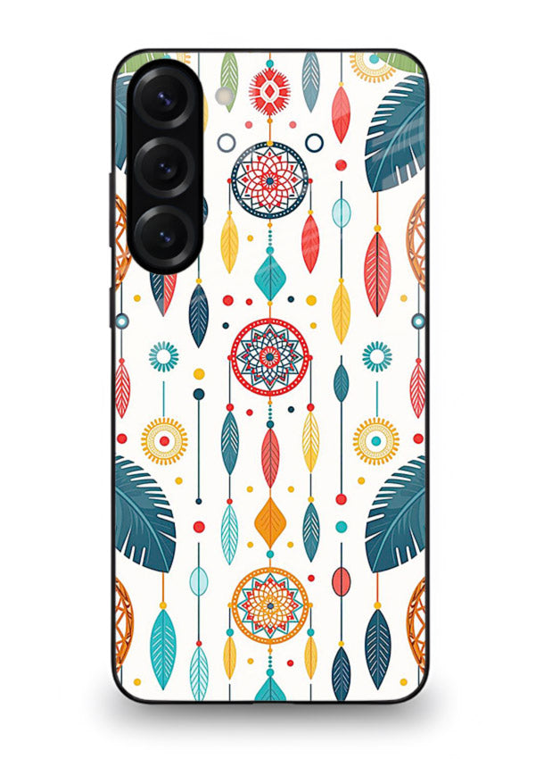Color Feather Boho pastel feather pattern Samsung S23 glass back cover