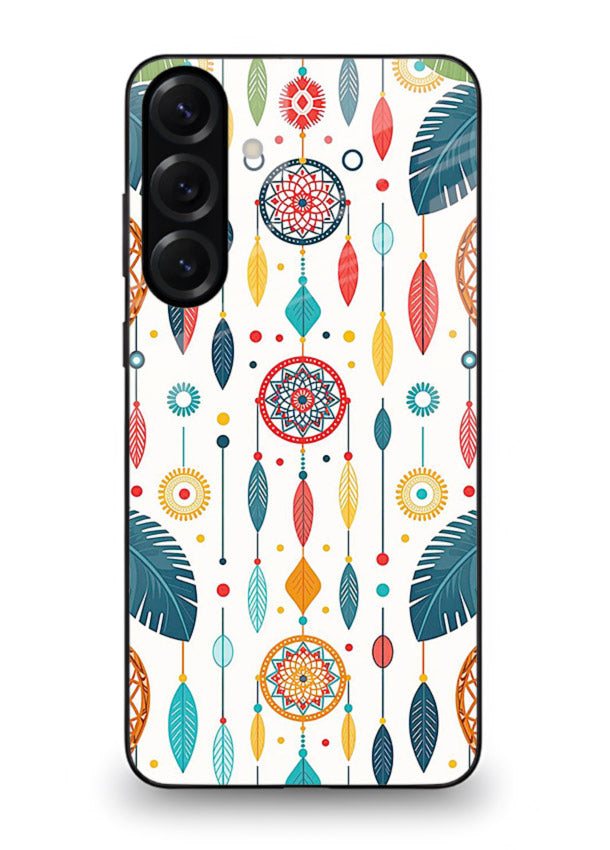 Color Feather Boho pastel feather pattern Samsung A26 glass back cover