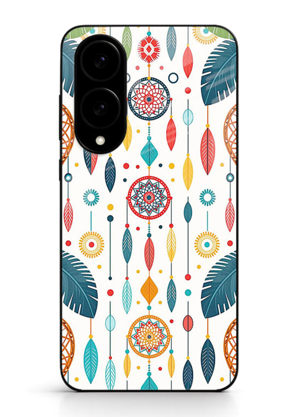 Color Feather Boho pastel feather pattern Samsung S25 Edge glass back cover