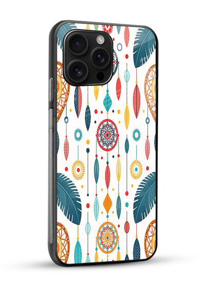 Color Feather Boho pastel feather pattern glossy vibrant premium glass back cover - Angle Side