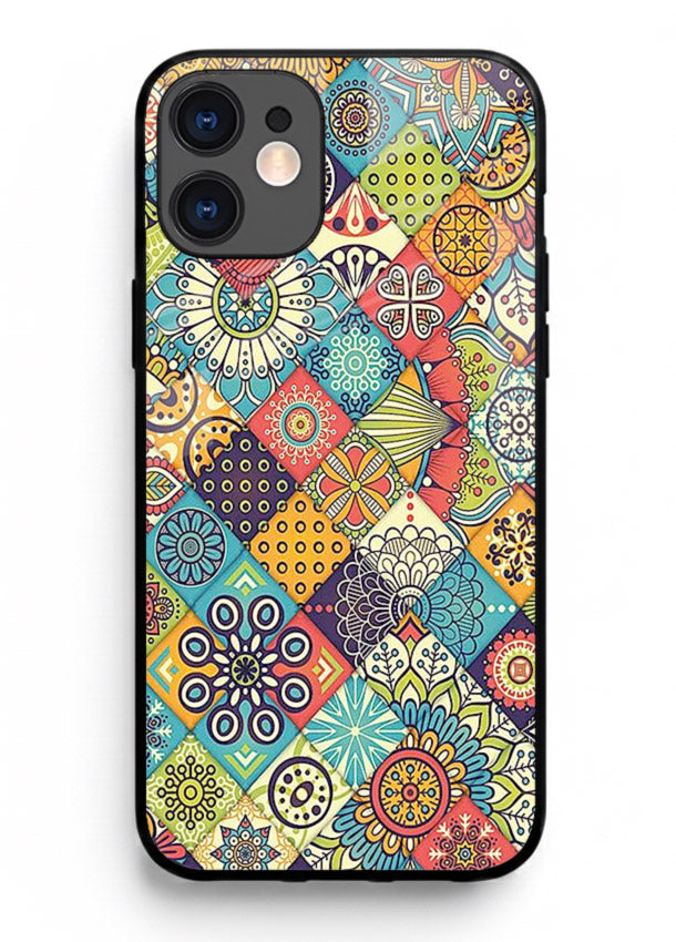 Color Patch Medley colorful patch pattern iphone 12 mini glass back cover